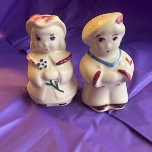 Shawnee Salt and Pepper Shakers, Little Bo Peep and Sailor. Hand Painted 1950's
